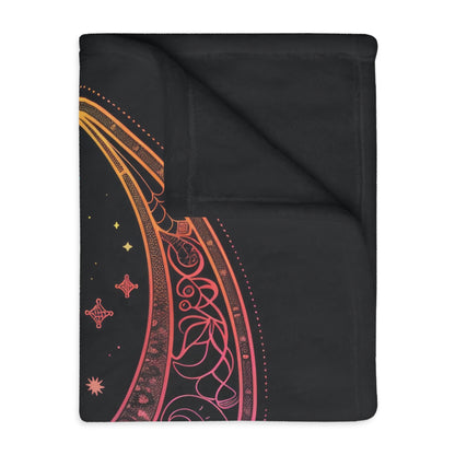 Lunar Sentinel Owl Double-Sided Throw Blanket, Moonlit Avian Emblem, Cosmic Wisdom Design, Starry Night and Lunar Motif, Mystical Moonlit Art