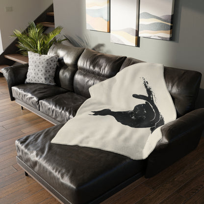 Silhouette Cat 2-Sided Throw Blanket, Modern Minimalist Feline Art, Chic Monochrome Pet Decor for Bedroom, Dorm Room, and Cozy Living Areas