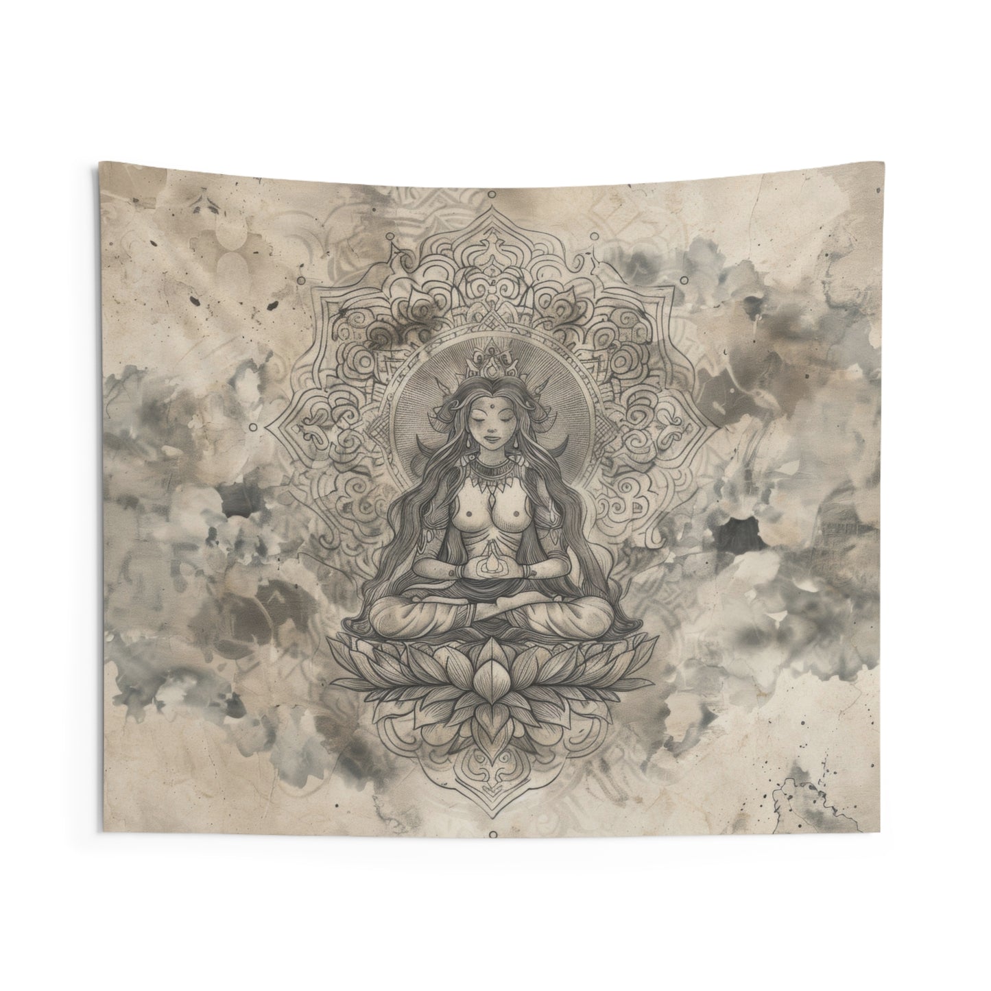 Air Goddess Indoor Wall Tapestry, Mysterious Occult Design, Sacred Geometry Aesthetic Enchanting Bedroom, Living, and Dorm Room Decor