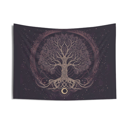 Mystical Celtic Tree of Life Mandala Tapestry in Enchanting Purple – Ideal for Nature Enthusiasts and Home Decor Aficionados