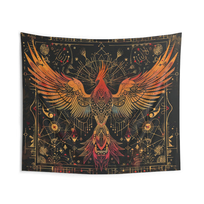 Phoenix Ascension Indoor Wall Hanging, Mystical Dark Arts Theme, Intricate Sacred Geometry Decor for Bedrooms, Living Spaces, and College Dorms