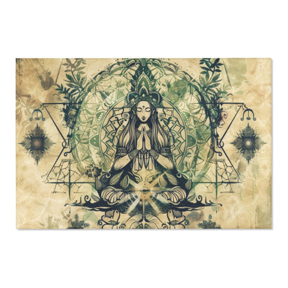 Nature Goddess Polyester Chenille Area Rug (3 Sizes), Sacred Geometry Aesthetic, Zen Nature Bedroom, Living Room & Dorm Room Decor