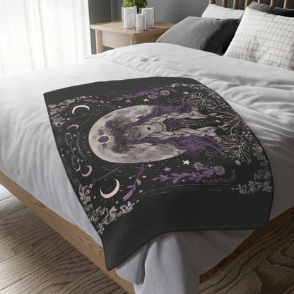 Lunar Goddess Reversible Comfort Throw, Enchanted Occult Motif, Ideal for Nature and Moon Aficionados, Magical Home and Lounge Accent