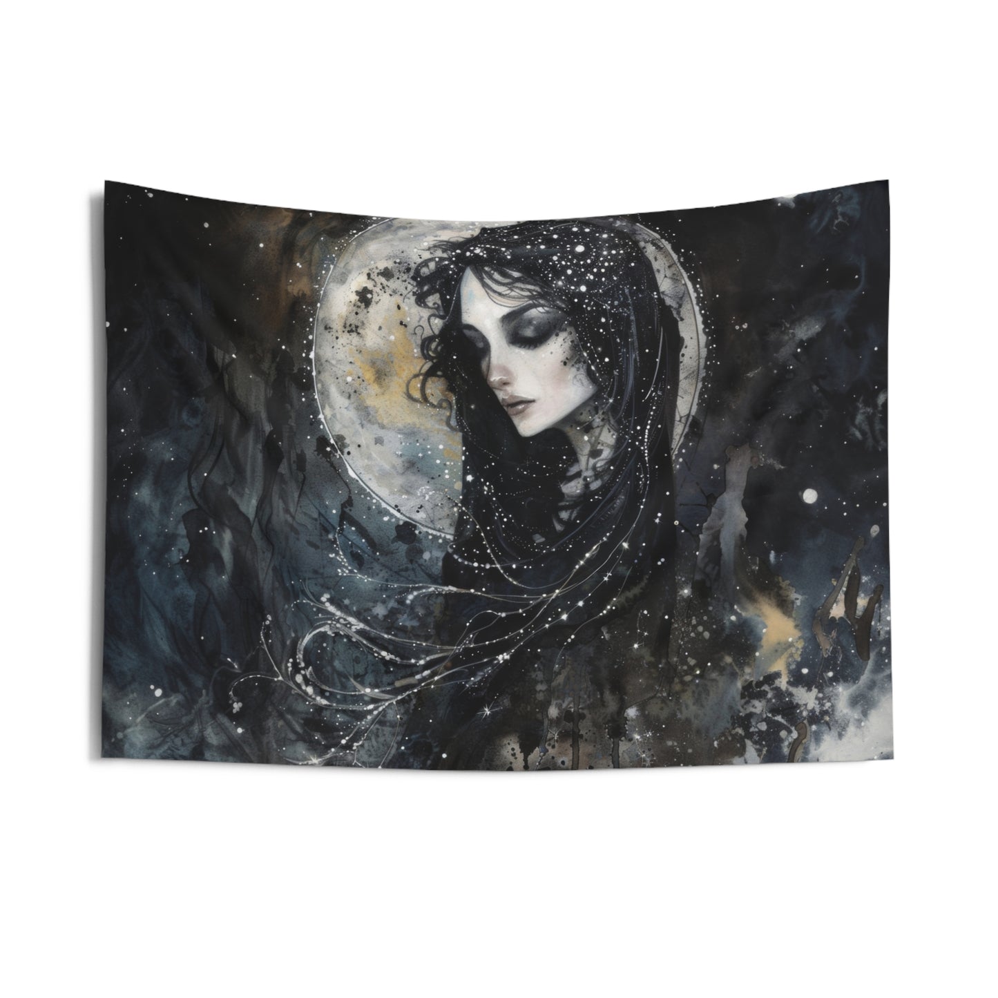 Nyx’s Nocturne Wall Tapestry, Greek Night Goddess Essence, Cosmic Elegance Decor, Mystical Interior Majesty