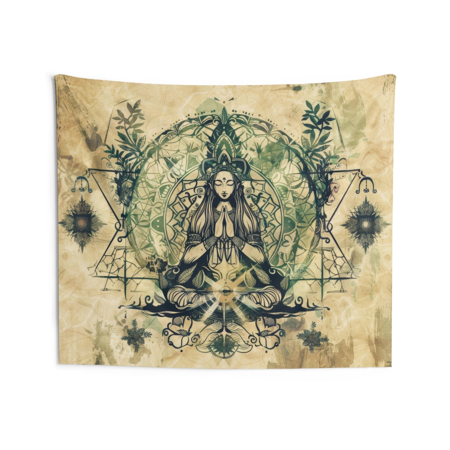 Nature Goddess Indoor Wall Tapestry, Mysterious Occult Design, Sacred Geometry Aesthetic Enchanting Bedroom, Living, and Dorm Room Decor