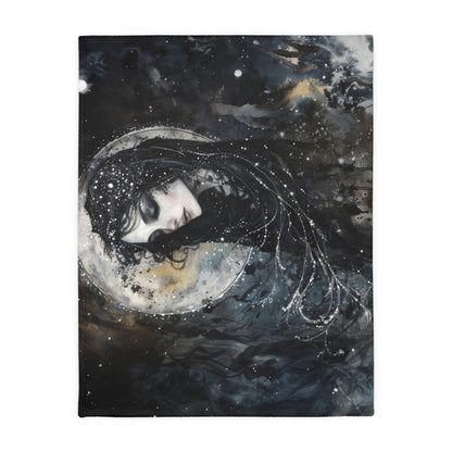 Nyx’s Nocturne Double-Sided Throw Blanket, Greek Goddess Night Ambiance, Starlit Comfort, Elegant Home Accent