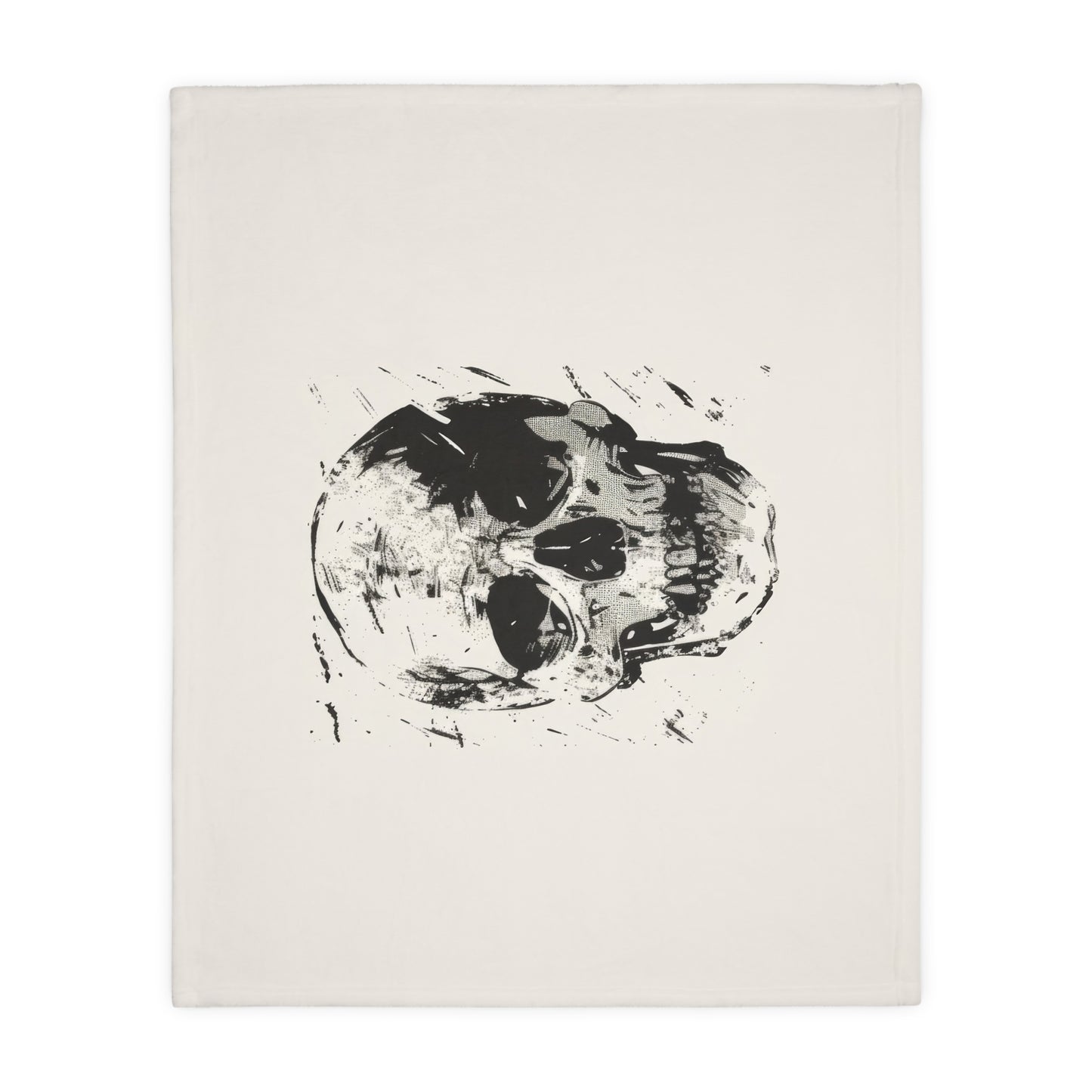 Chic Urban Grunge Aesthetic Dual-Sided Skull Blanket – Trendy Home Accessory for Fashion-Forward Bedroom or Lounge, Monochrome with Edge