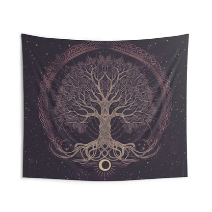 Mystical Celtic Tree of Life Mandala Tapestry in Enchanting Purple – Ideal for Nature Enthusiasts and Home Decor Aficionados