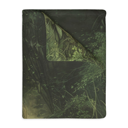 Danu's Enchanted Forest Double-Sided Throw Blanket, Celtic Mother Goddess Realm, Verdant Serenity, Luxurious Comfort