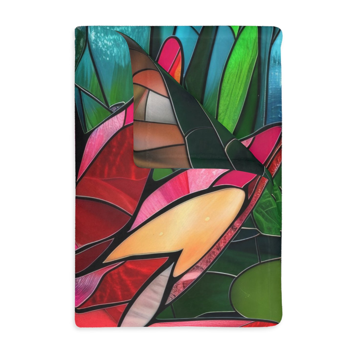 Stained Glass Lotus Blossom Double-Sided Throw Blanket, Vibrant Floral Comfort, Cozy Home Accent for Lounge & Relaxation Spaces