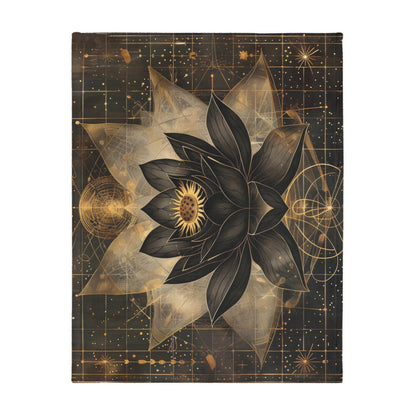 Black Lotus Blossom Dual-Sided Throw Blanket – Occult and Sacred Geometry Home Decor