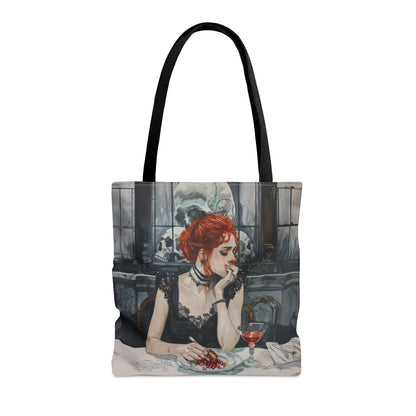 Persephone's Repose Artistic Dual-Sided Tote Bag, Pomegranate & Elegance, Essential Accessory for the Fashion-Conscious