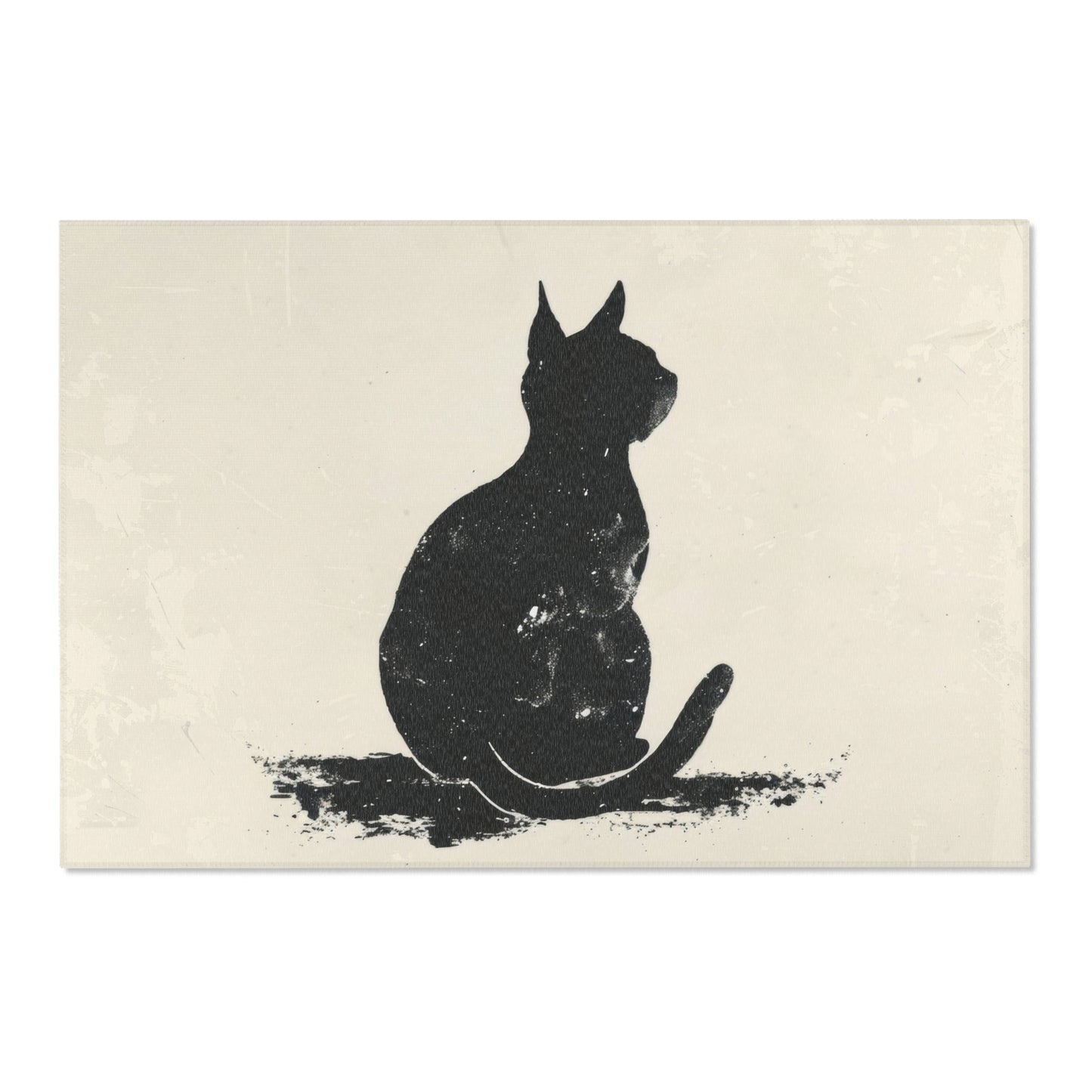 Silhouette Cat Chenille Area Rug, Modern Minimalist Feline Art, Chic Monochrome Pet Decor for Bedroom, Dorm Room, and Cozy Living Areas