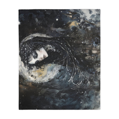 Nyx’s Nocturne Double-Sided Throw Blanket, Greek Goddess Night Ambiance, Starlit Comfort, Elegant Home Accent