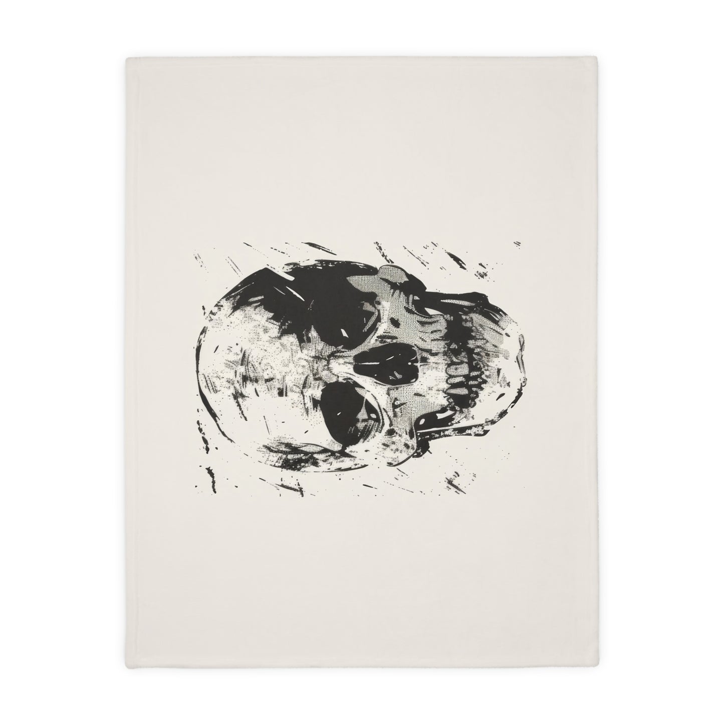 Chic Urban Grunge Aesthetic Dual-Sided Skull Blanket – Trendy Home Accessory for Fashion-Forward Bedroom or Lounge, Monochrome with Edge