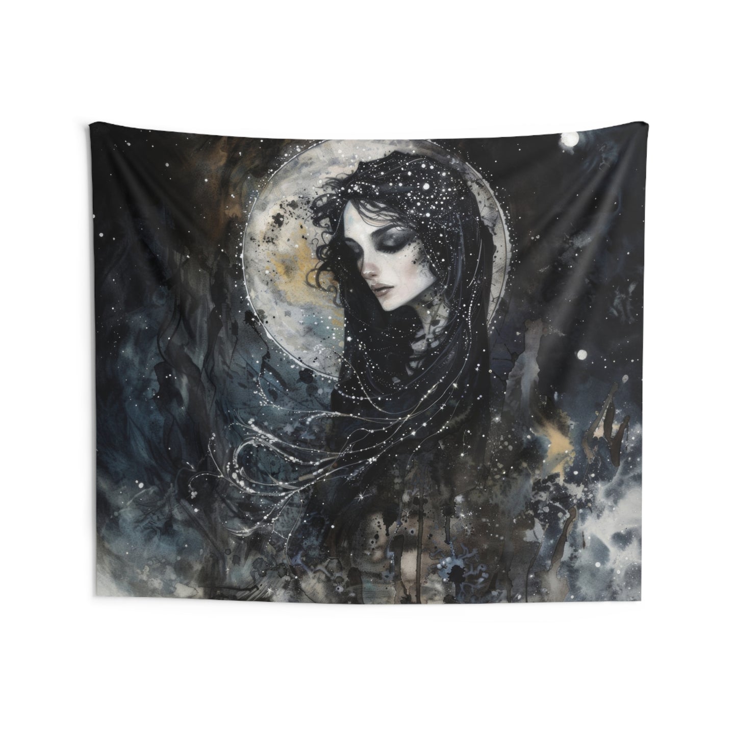 Nyx’s Nocturne Wall Tapestry, Greek Night Goddess Essence, Cosmic Elegance Decor, Mystical Interior Majesty