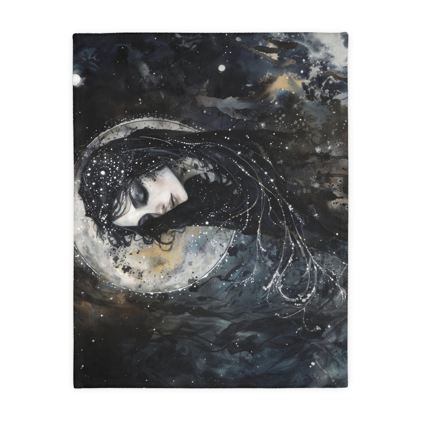 Nyx’s Nocturne Double-Sided Throw Blanket, Greek Goddess Night Ambiance, Starlit Comfort, Elegant Home Accent