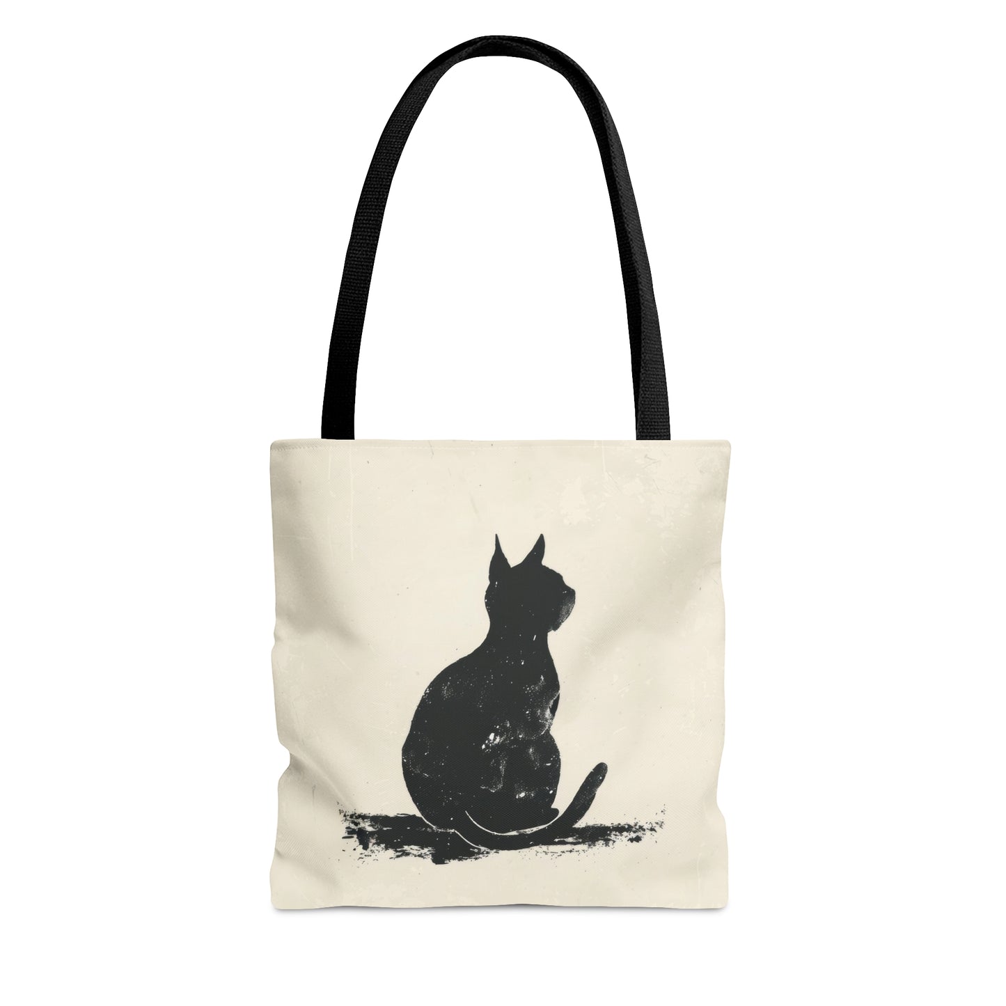 Silhouette Cat Double Sided Tote Bag (3 Sizes), Modern Minimalist Feline Art, Chic Monochrome Pet Fashion Style, Black Handles