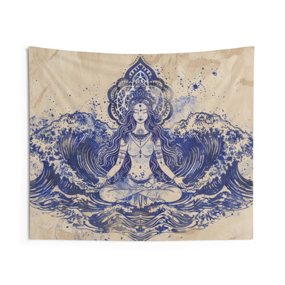 Water Goddess Indoor Wall Tapestry, Mysterious Occult Design, Sacred Geometry Aesthetic Enchanting Bedroom, Living, and Dorm Room Decor