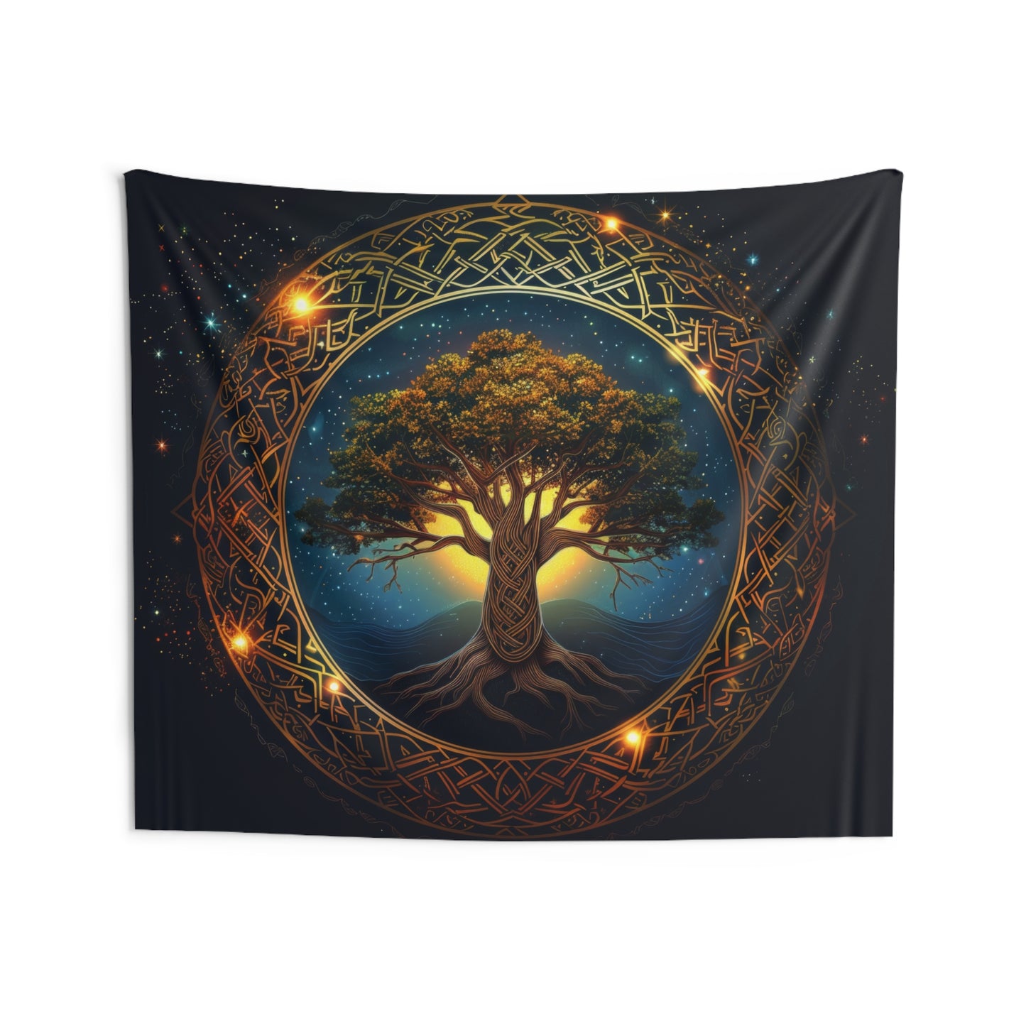 Celtic Tree of Life Mandala Indoor Wall Tapestry, Ancient Occult Aesthetic Altar Cloth, Folk Nature Style Living, Dorm & Bed Room Decor