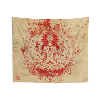 Fire Goddess Indoor Wall Tapestry, Mysterious Occult Design, Sacred Geometry Aesthetic Enchanting Bedroom, Living, and Dorm Room Decor