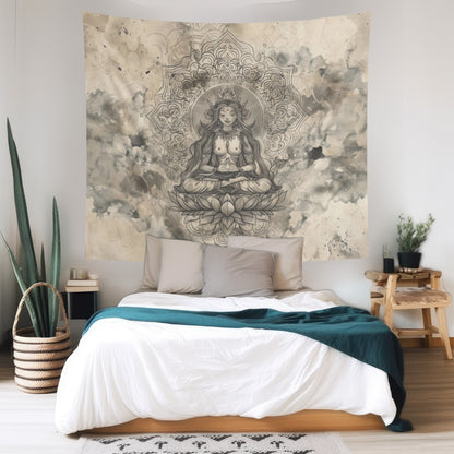 Air Goddess Indoor Wall Tapestry, Mysterious Occult Design, Sacred Geometry Aesthetic Enchanting Bedroom, Living, and Dorm Room Decor