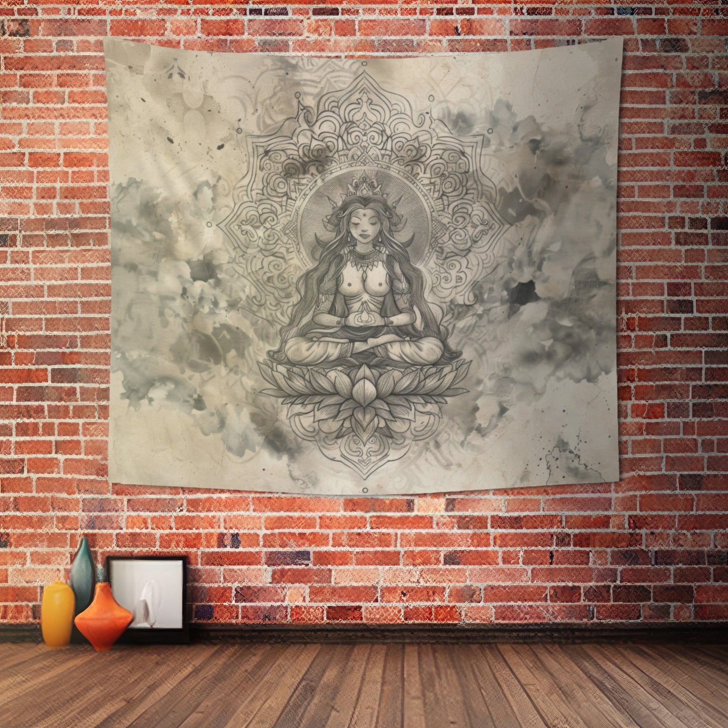 Air Goddess Indoor Wall Tapestry, Mysterious Occult Design, Sacred Geometry Aesthetic Enchanting Bedroom, Living, and Dorm Room Decor