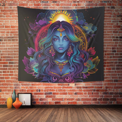 Cosmic Goddess Indoor Wall Tapestry – Electric Mandala Inspired Decor for Enchanting Spaces