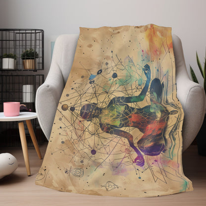 Cosmic Ether Goddess Two-Sided Throw Blanket, Mystical Occult Design, Sacred Geometry Aesthetic, Enchanting Bedroom and Living Room Decor