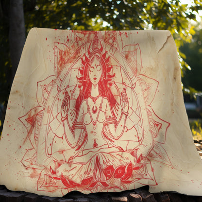 Fire Goddess Two-Sided Throw Blanket, Mystical Occult Design, Sacred Geometry Aesthetic, Enchanting Bedroom and Living Room Decor