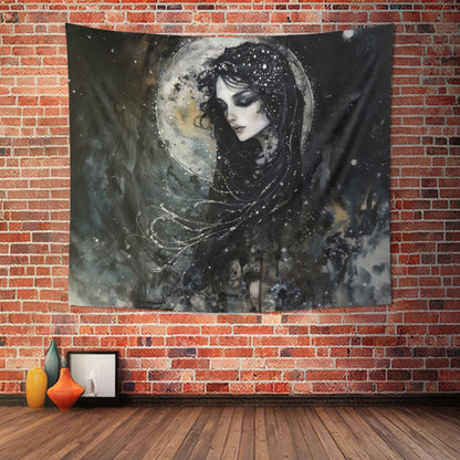 Nyx’s Nocturne Wall Tapestry, Greek Night Goddess Essence, Cosmic Elegance Decor, Mystical Interior Majesty