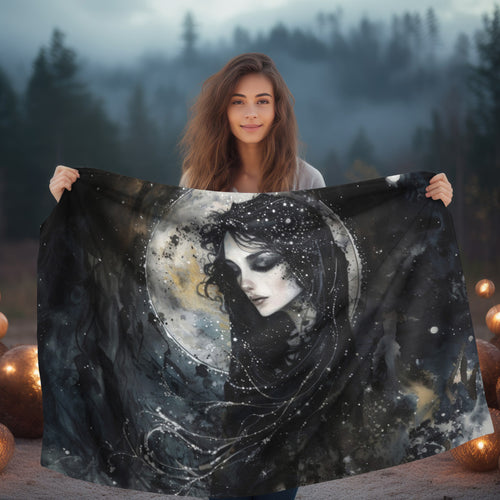 Nyx’s Nocturne Double-Sided Throw Blanket, Greek Goddess Night Ambiance, Starlit Comfort, Elegant Home Accent