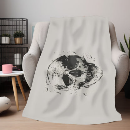 Chic Urban Grunge Aesthetic Dual-Sided Skull Blanket – Trendy Home Accessory for Fashion-Forward Bedroom or Lounge, Monochrome with Edge