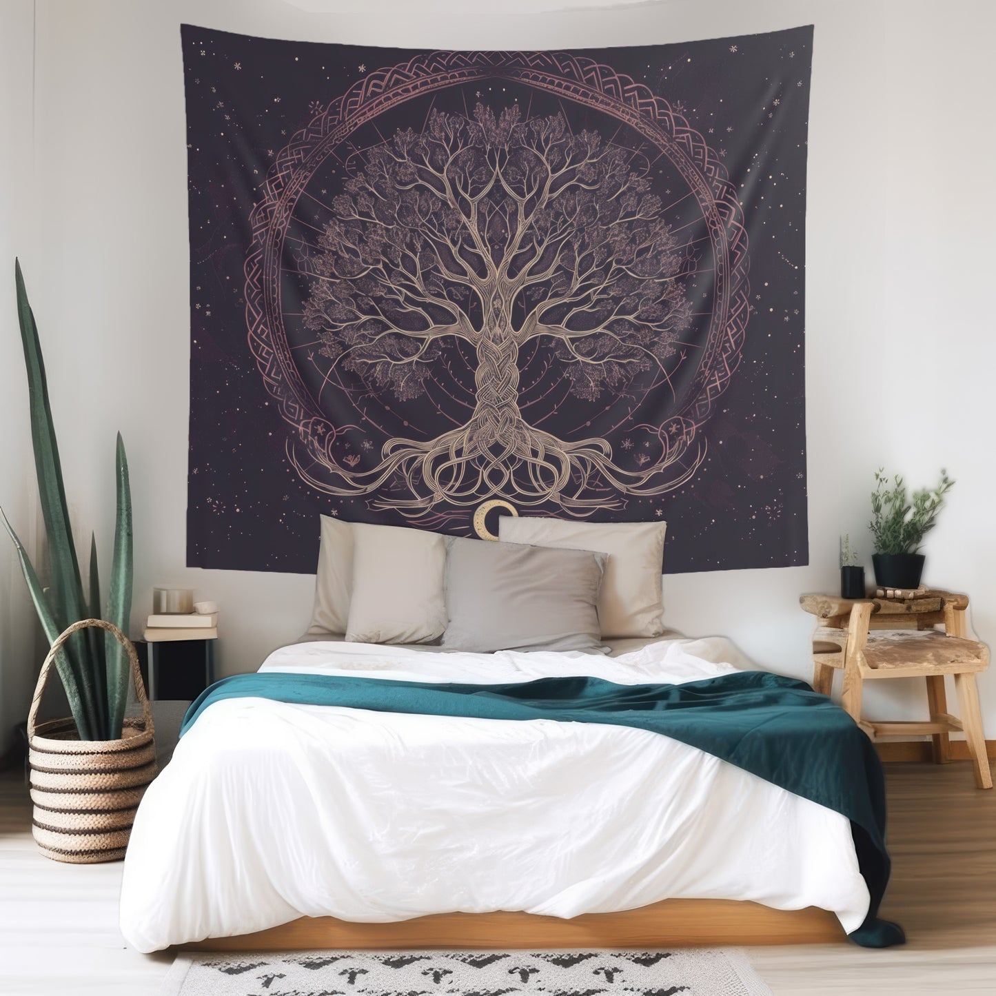 Mystical Celtic Tree of Life Mandala Tapestry in Enchanting Purple – Ideal for Nature Enthusiasts and Home Decor Aficionados