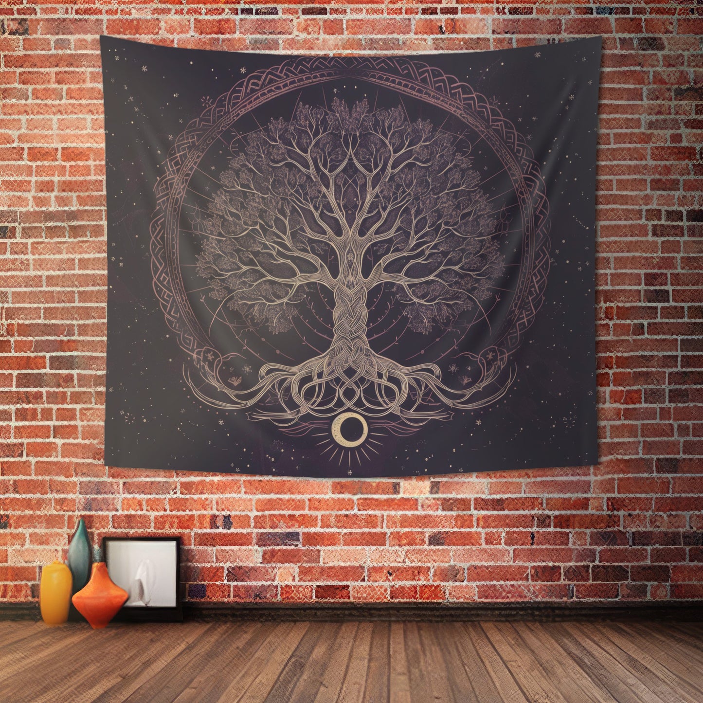 Mystical Celtic Tree of Life Mandala Tapestry in Enchanting Purple – Ideal for Nature Enthusiasts and Home Decor Aficionados