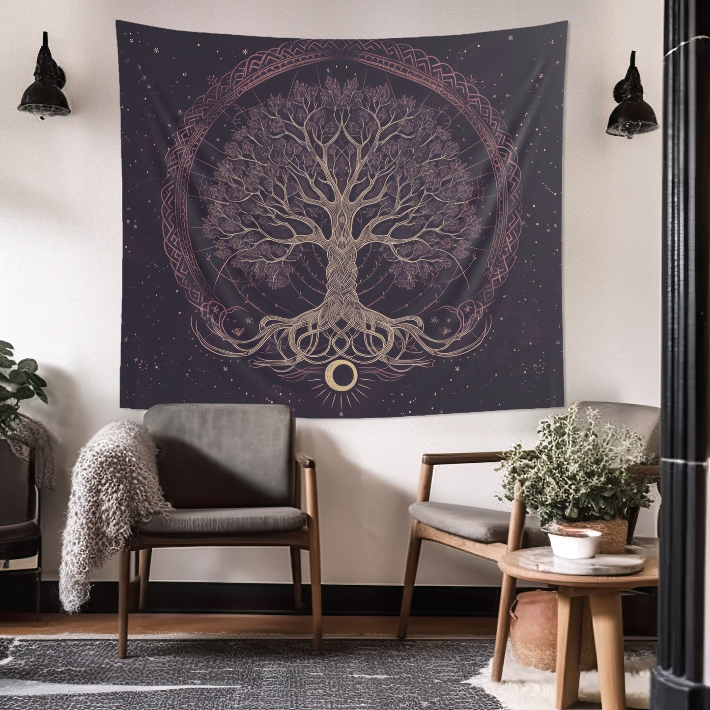 Mystical Celtic Tree of Life Mandala Tapestry in Enchanting Purple – Ideal for Nature Enthusiasts and Home Decor Aficionados