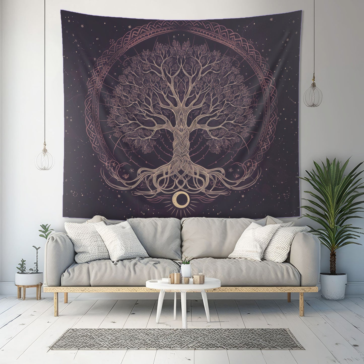 Mystical Celtic Tree of Life Mandala Tapestry in Enchanting Purple – Ideal for Nature Enthusiasts and Home Decor Aficionados