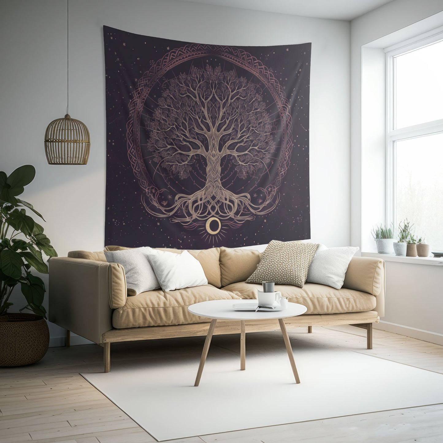 Mystical Celtic Tree of Life Mandala Tapestry in Enchanting Purple – Ideal for Nature Enthusiasts and Home Decor Aficionados