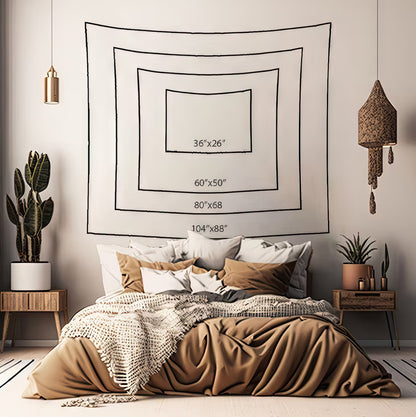 Gold Crescent Moon & Wildflower Mandala Indoor Wall Tapestry, Dark Cottagecore Design, Nature Aesthetic Bedroom, Living, and Dorm Room Decor